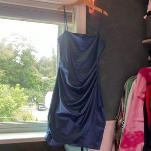 Blue Windsor Short Dress Simple Silky